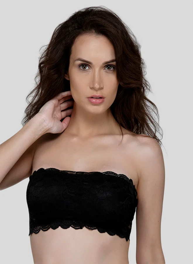 ليس اند مي  Laceandme Black Lace Non-Wired Lightly Padded Bandeau Bra